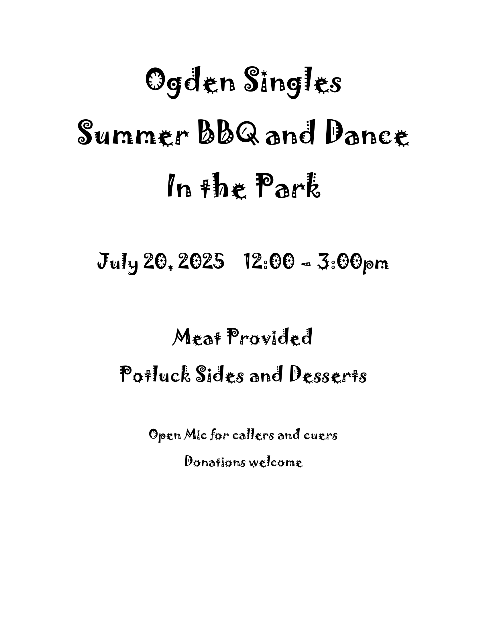 Ogden Singles - Summer BBQ and Dance in the Park