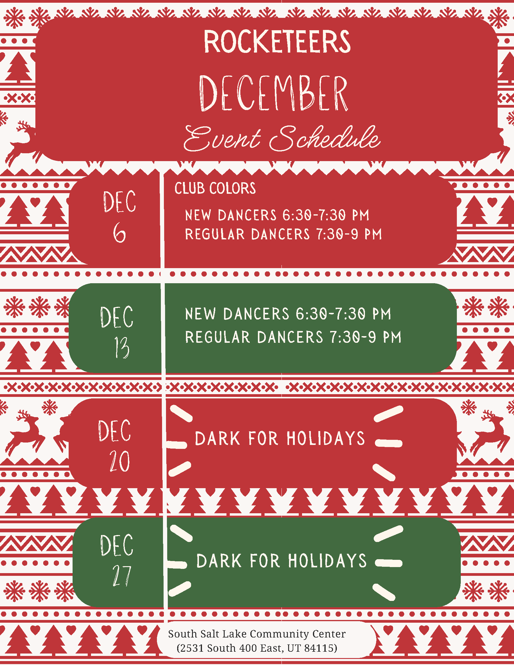 Rocketeers - December Events